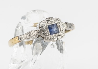 Lot 153 - An Art Deco 18ct and platinum sapphire and diamond dress ring