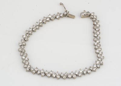 Lot 202 - A continental white gold K18 marked diamond bracelet