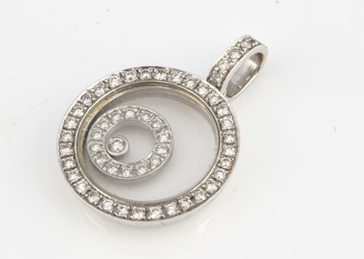 Lot 205 - A continental 18ct gold open faced diamond set pendant