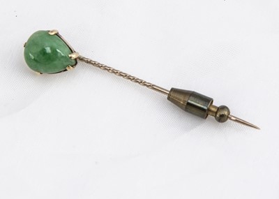 Lot 232 - A certificated Chinese jadeite jade stick pin