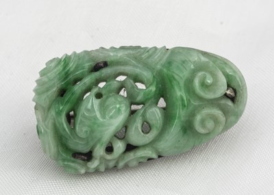 Lot 233 - A certificated Chinese jadeite jade carved panel brooch