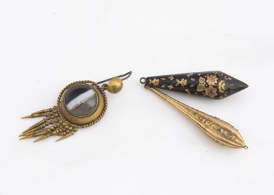 Lot 242 - Three 19th century single drop earrings