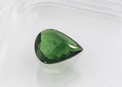 Lot 277 - A certificated pear cut green garnet