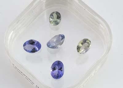 Lot 302 - Five certificated zoisite, variety Tanzanite