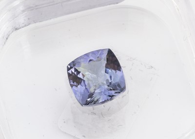 Lot 338 - A certificated cushion cut Tanzanite