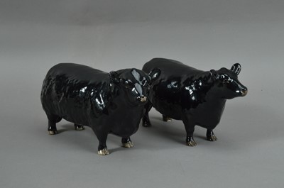 Lot 272 - A Beswick ceramic Aberdeen Angus bull and cow