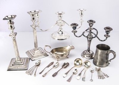 Lot 377 - A collection of silver spoons and silver plated items