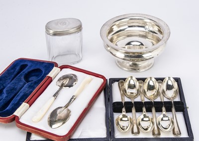 Lot 379 - A set of six Victorian silver teaspoons and other items