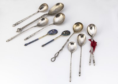 Lot 400 - Eleven various Russian silver spoons