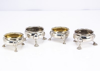 Lot 406 - Two pairs of silver cauldron salts