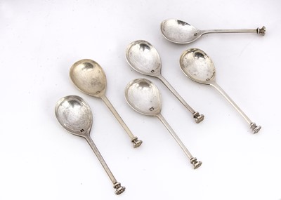Lot 417 - A group of six c1960s silver replica Pudsey spoons
