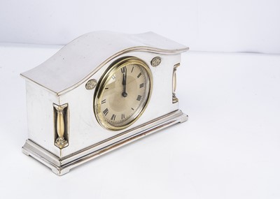 Lot 439 - An Art Deco period silver plated mantle clock
