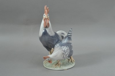 Lot 281 - A Royal Copenhagen porcelain figural group of a cockerel and hen