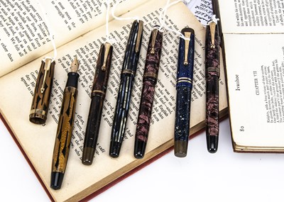 Lot 451 - Six vintage Parker fountain pens