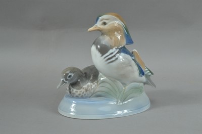 Lot 282 - A Royal Copenhagen porcelain figural group of a mandarin ducks