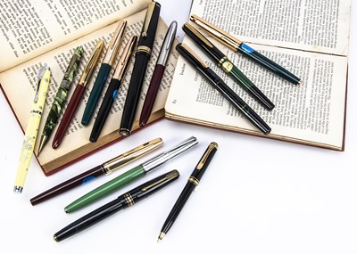 Lot 456 - A collection of twelve modern fountain pens, mostly of Chinese origin, including a number of Hero brand pens, and a German Pelikan pen
