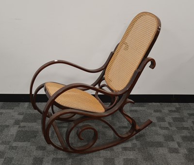 Lot 3 - A late 20th century bent wood rocking chair