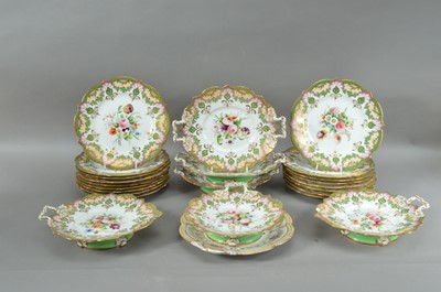 Lot 328 - A 19th century English painted porcelain part dessert service