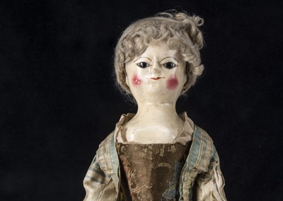 Lot 10 - Peggy, a very rare and fine 18th century English wooden doll with family provenance