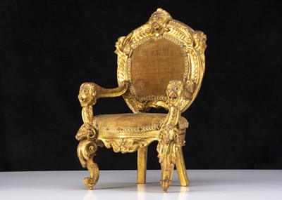 Lot 11 - A rare 18th century style rococo doll’s armchair