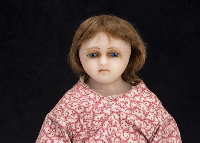 Lot 28 - An English poured wax shoulder-head child doll