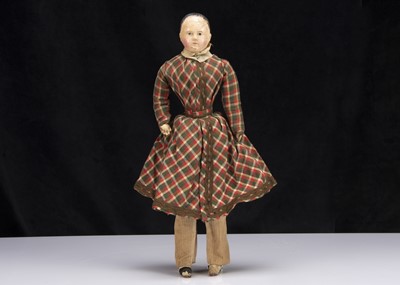 Lot 53 - A first half of the 19th century German papier-mache shoulder-head boy doll on French kid body