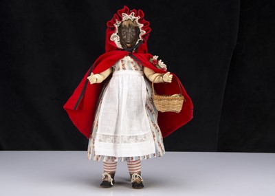 Lot 56 - A very rare Bergner bisque three-faced Little Red Riding Hood doll