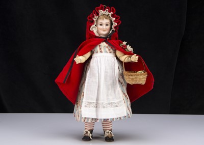 Lot 56 - A very rare Bergner bisque three-faced Little Red Riding Hood doll