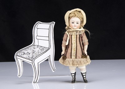 Lot 80 - A late 19th century small Kestner all-bisque Mignonette swivel head child doll
