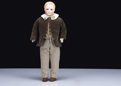 Lot 90 - A rare German bisque shoulder-head boy doll