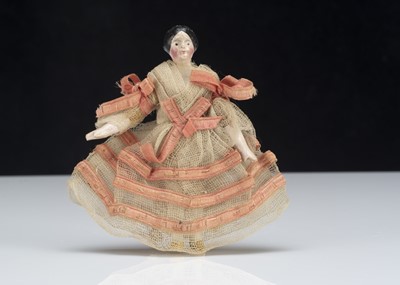 Lot 114 - A 19th century composition headed dolls’ house doll on jointed wooden body