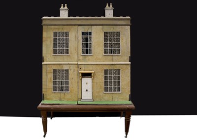 Lot 115 - A large English mid 19th century wooden dolls’ house