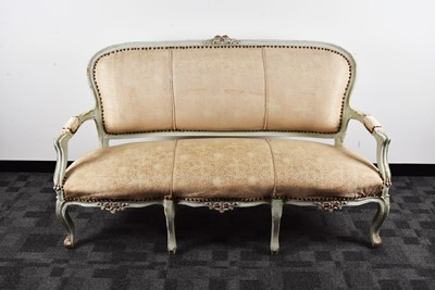 Lot 34 - An early 20th century French painted and upholstered two seater settee