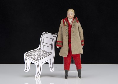 Lot 123 - A late 19th century gentleman bisque shoulder-head dolls’ house doll