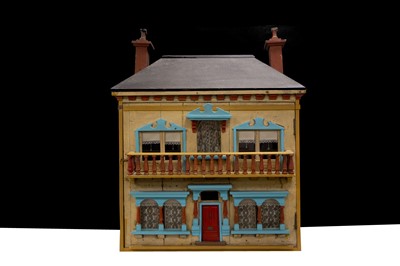 Lot 146 - A late 19th century painted wooden dolls’ house