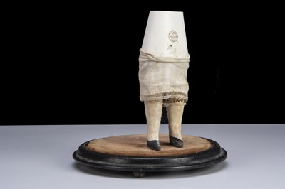 Lot 147 - A rare 19th century French pressed bisque swivel head fashionable doll bonbonniere