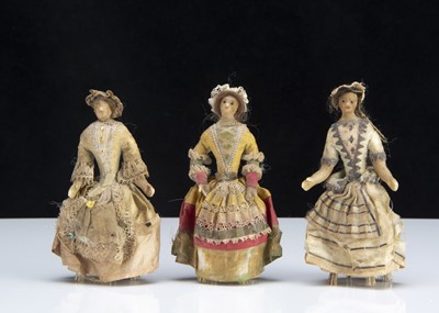 Lot 154 - Three rare early beeswax bristle dancing dolls