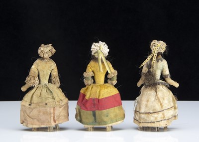 Lot 154 - Three rare early beeswax bristle dancing dolls