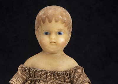 Lot 155 - A rare small beeswax anatomically correct toddler boy doll circa 1815