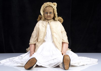 Lot 157 - A rare large size English 19th century poured wax doll