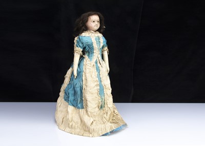 Lot 159 - A large mid 19th century English wax papier-mache doll