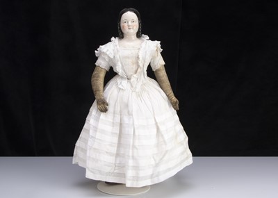 Lot 161 - A rare 19th century German pink-tinted china shoulder head girl