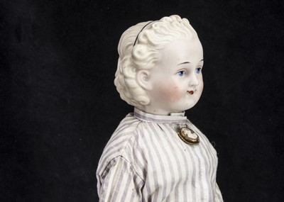Lot 162 - An unusual 19th century German bisque shoulder-head doll