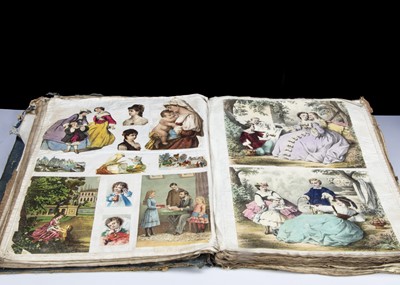 Lot 184 - A mid 19th century scrap book on linen