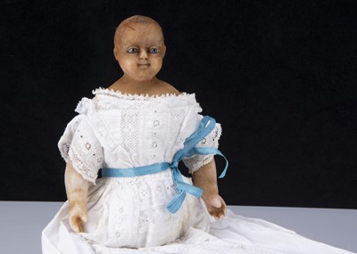 Lot 265 - A Montanari poured wax shoulder-head doll