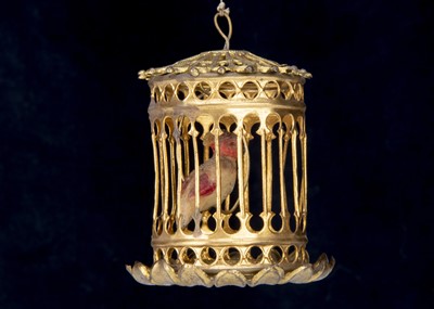 Lot 310 - A German gilt metal parrot cage