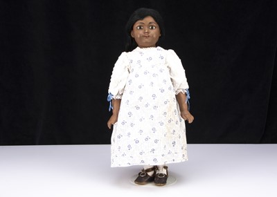 Lot 346 - An unusual English bisque black shoulder-head doll