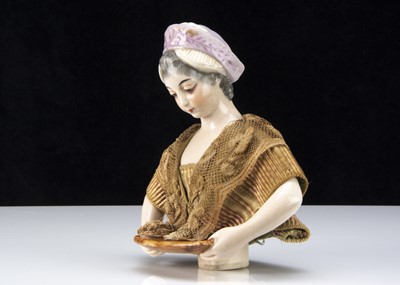 Lot 356 - A fine German half-doll with tray