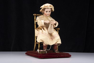 Lot 382 - A Roullet & Decamps knitting girl automaton