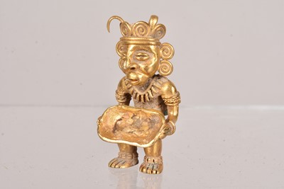 Lot 279 - A Colombian gold plated Tumbaga Shaman figurine